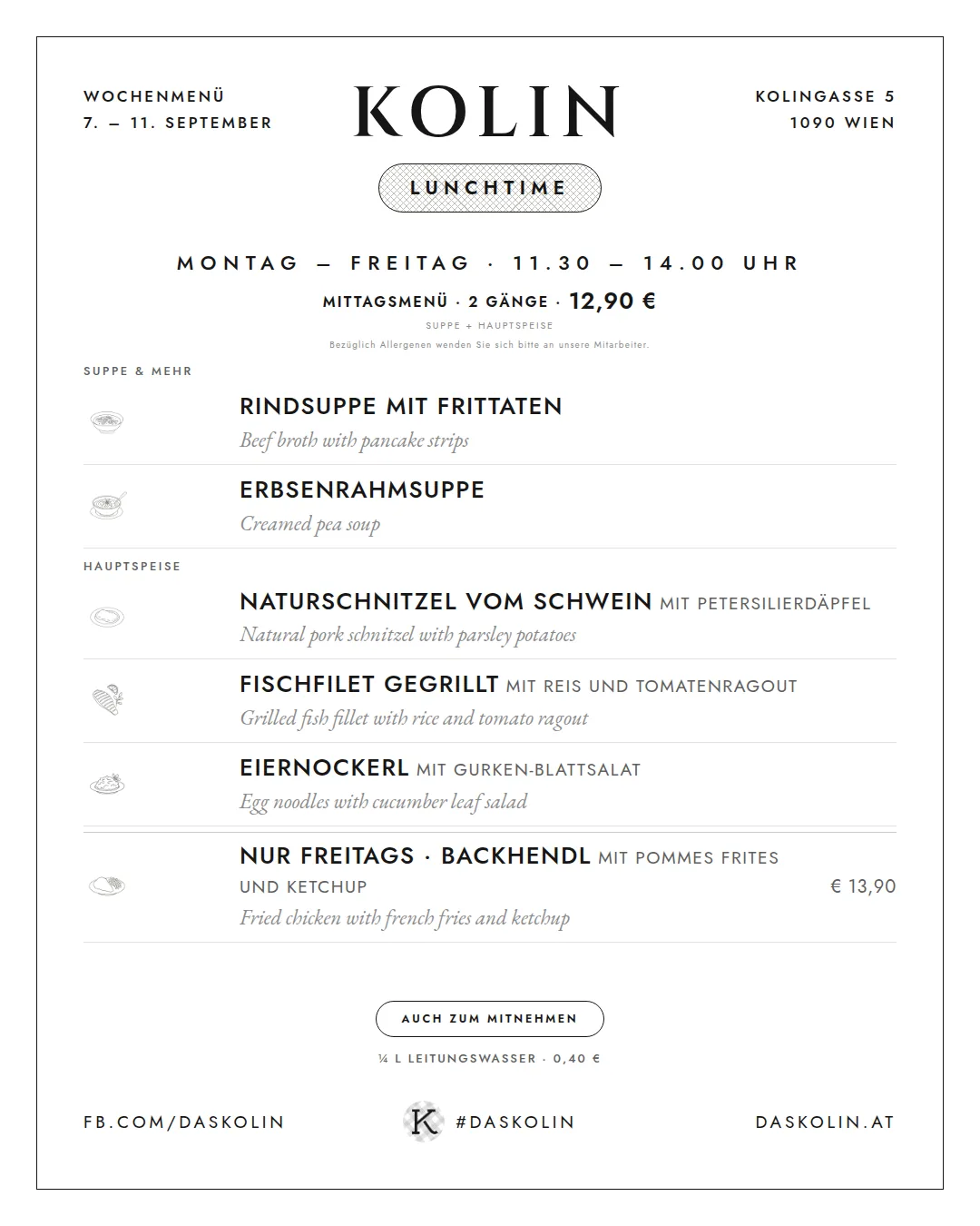 Unser Mittagsmen&uuml; dieser Woche